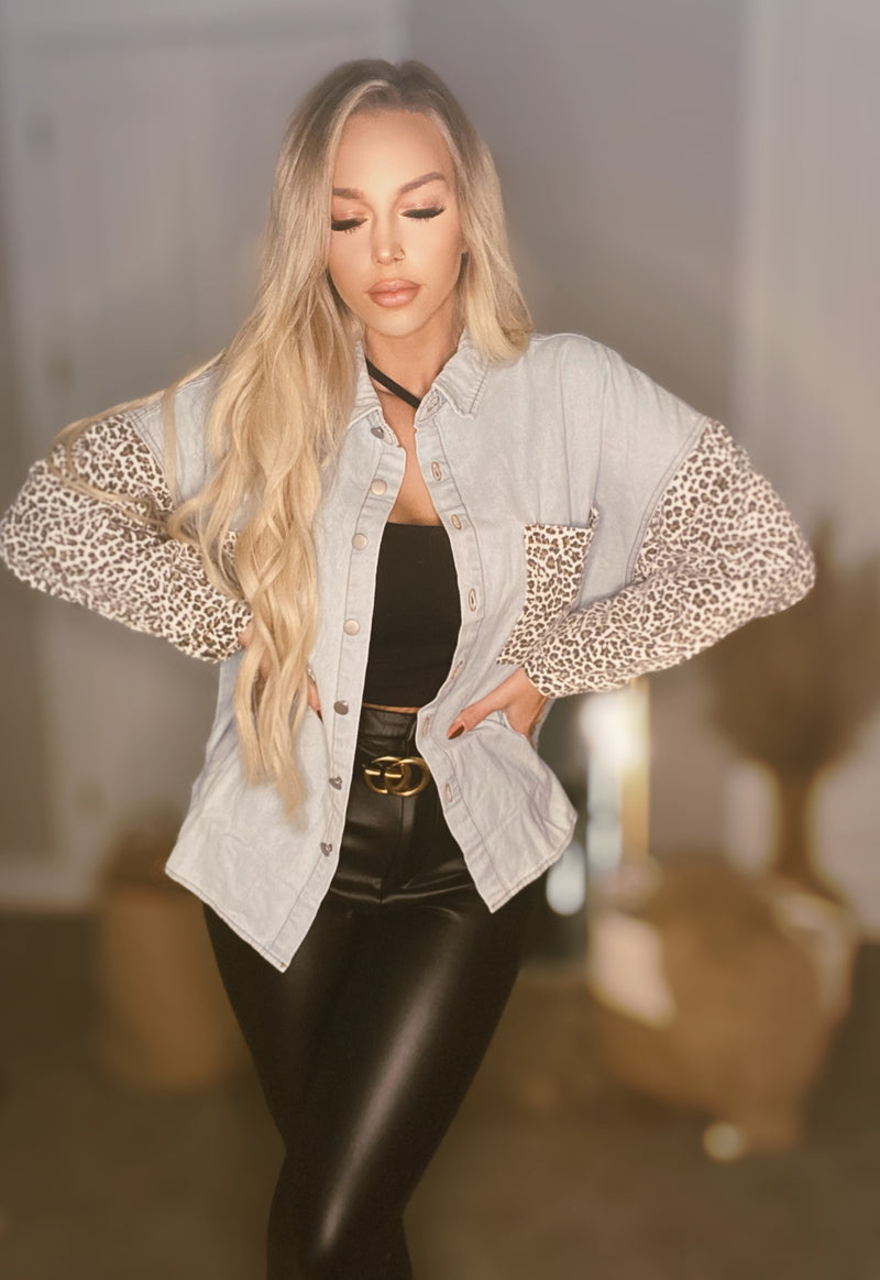 Leopard Denim Jacket