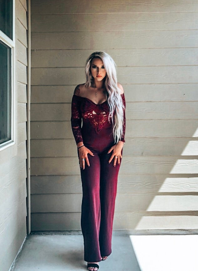 Off the Shoulder Lace Jumpsuit