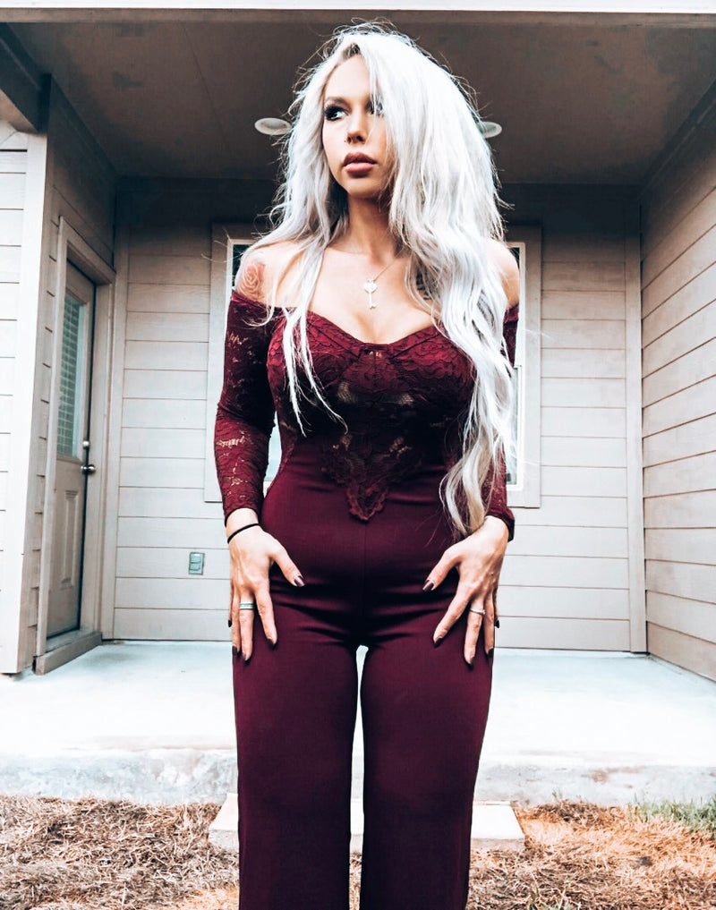 Off the Shoulder Lace Jumpsuit