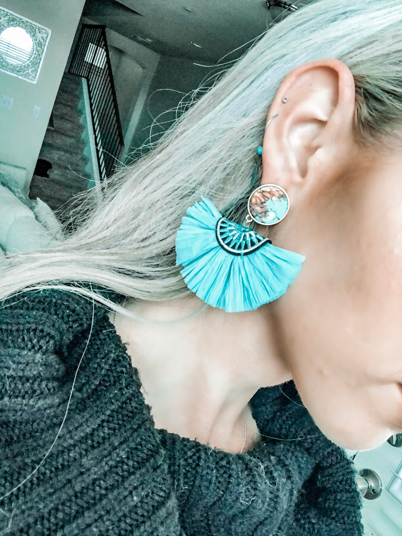 Straw Fan Earrings