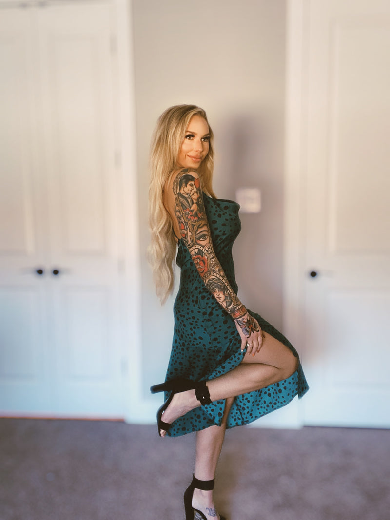 Teal Satin Dress