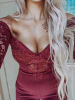 Off the Shoulder Lace Jumpsuit