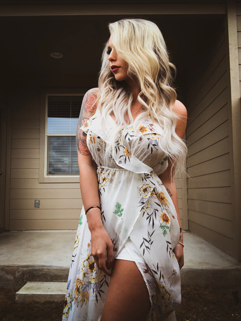 White floral romper