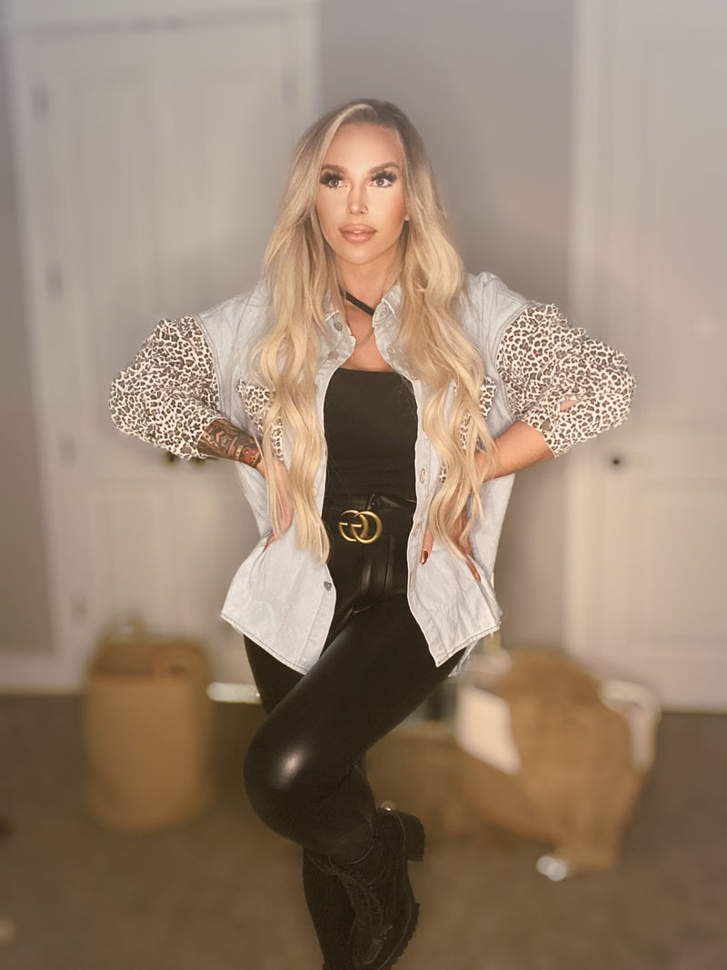 Leopard Denim Jacket