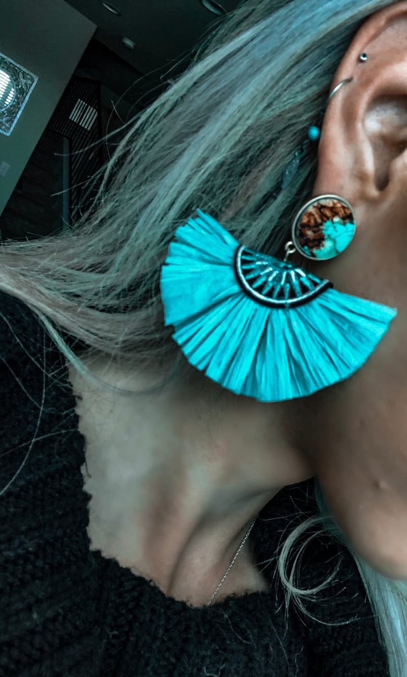 Straw Fan Earrings