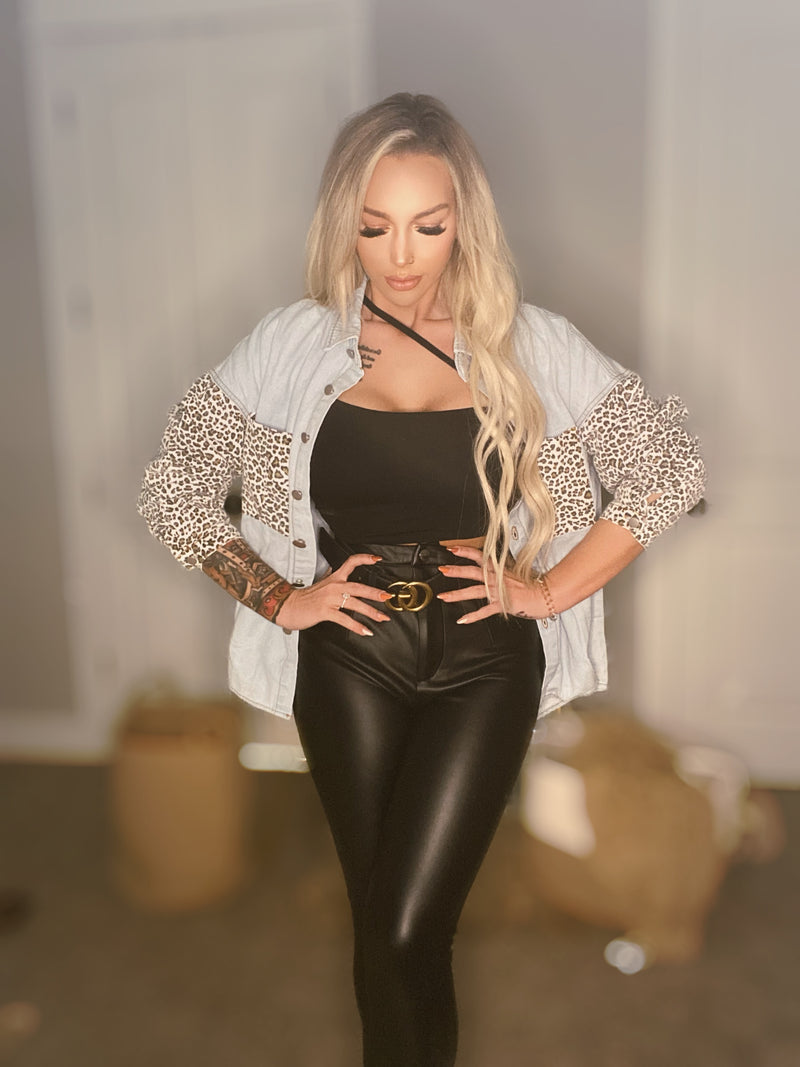 Leopard Denim Jacket