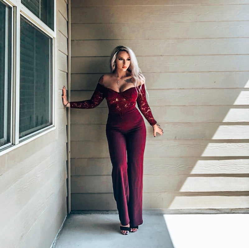 Off the Shoulder Lace Jumpsuit