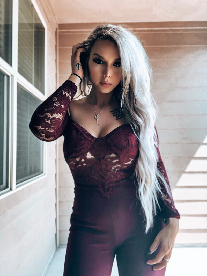 Off the Shoulder Lace Jumpsuit