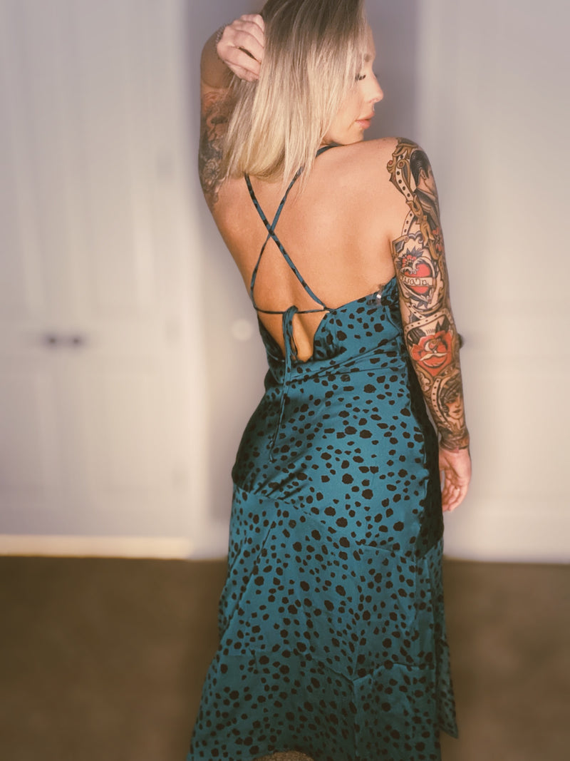 Teal Satin Dress