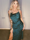 Teal Satin Dress