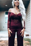 Off the Shoulder Lace Jumpsuit