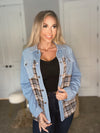 Plaid Patchwork Denim Jacket