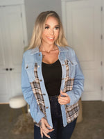 Plaid Patchwork Denim Jacket