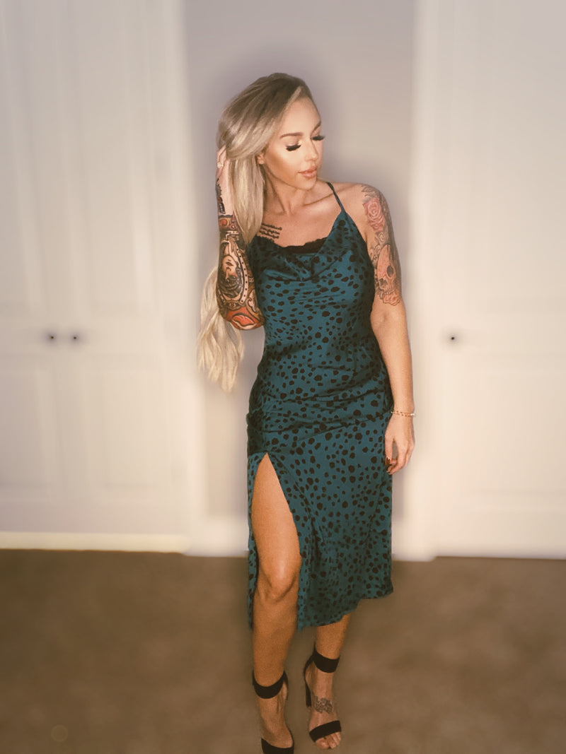 Teal Satin Dress