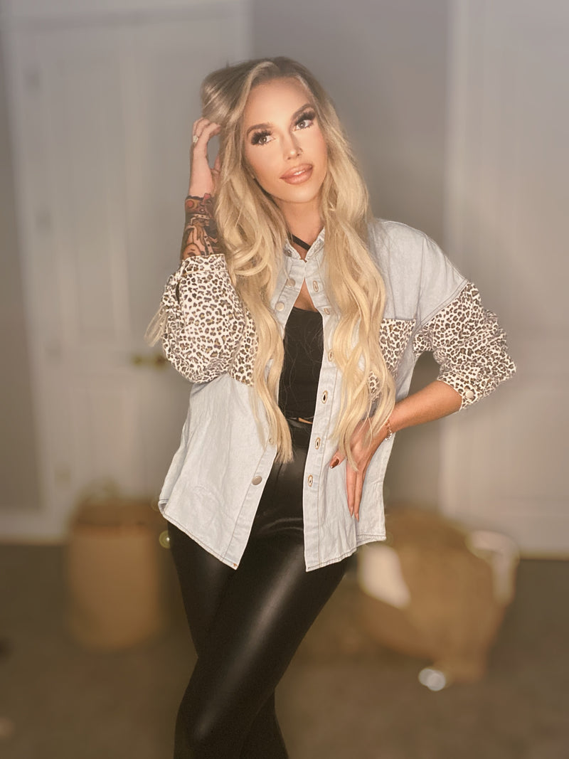 Leopard Denim Jacket
