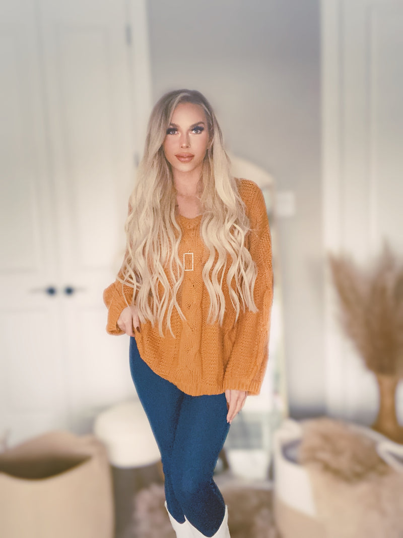 Camel Braided Sweater