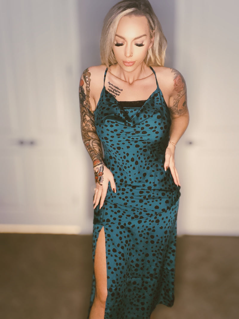 Teal Satin Dress
