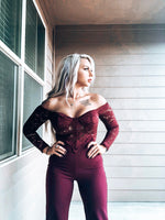 Off the Shoulder Lace Jumpsuit