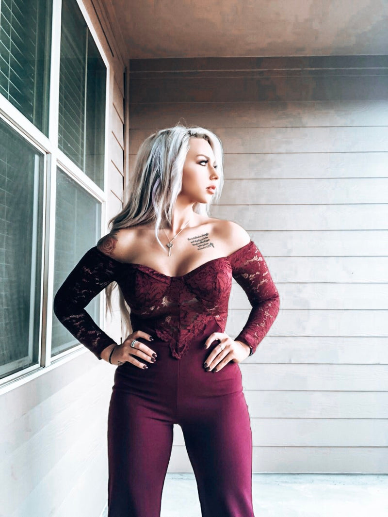Off the Shoulder Lace Jumpsuit