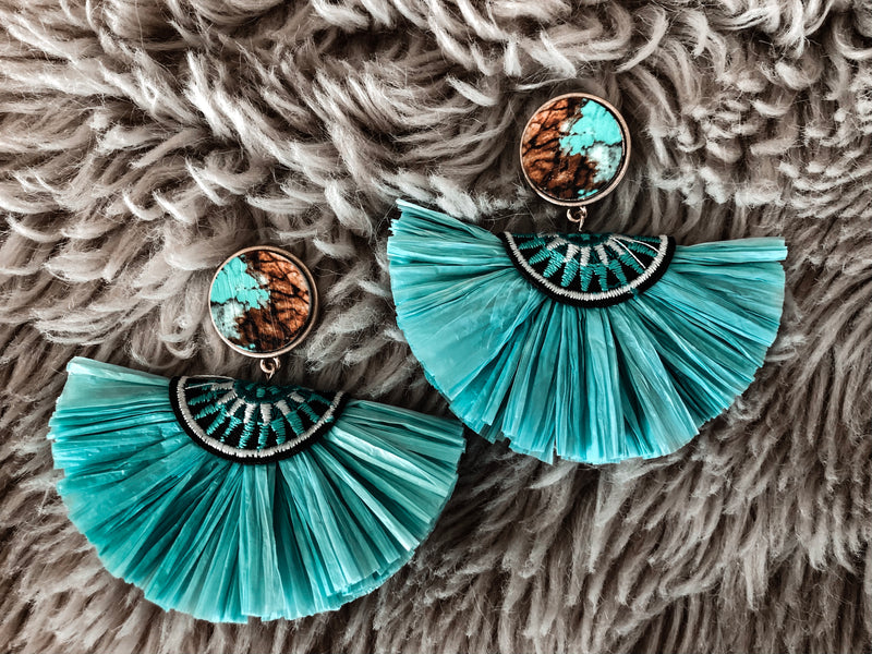 Straw Fan Earrings