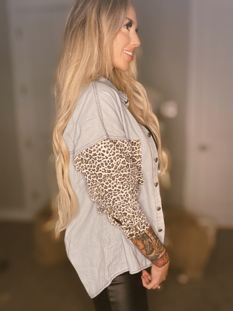 Leopard Denim Jacket