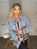 Plaid Patchwork Denim Jacket