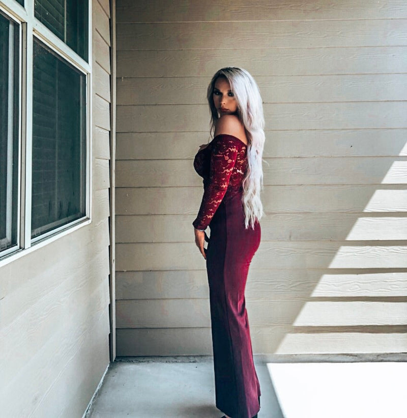 Off the Shoulder Lace Jumpsuit