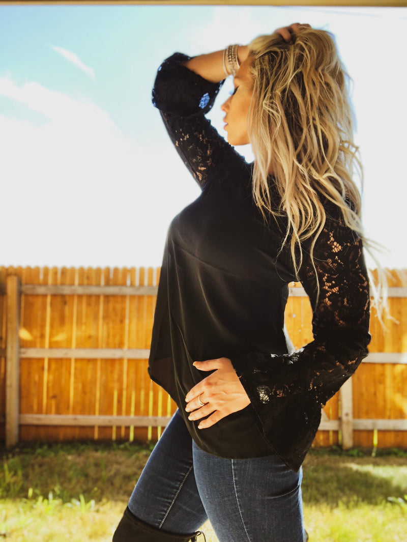Lace black top