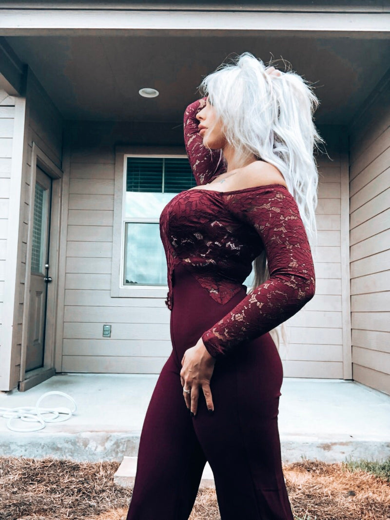 Off the Shoulder Lace Jumpsuit
