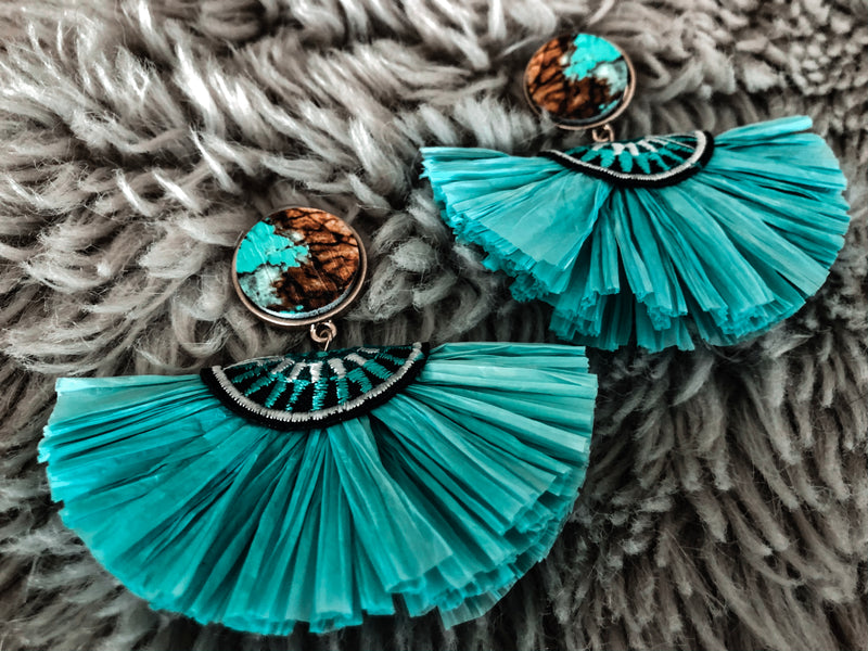 Straw Fan Earrings