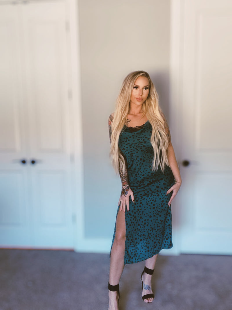 Teal Satin Dress